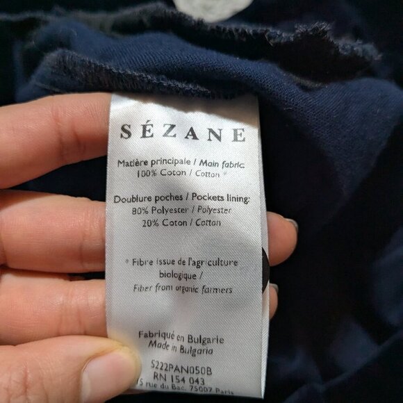 Sezane Velvet Pants Florentino Trousers Wide Leg Navy Size 12 XXL 44 - Picture 6 of 12